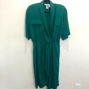 Vintage Donna Morgan Green Faux Wrap Dress